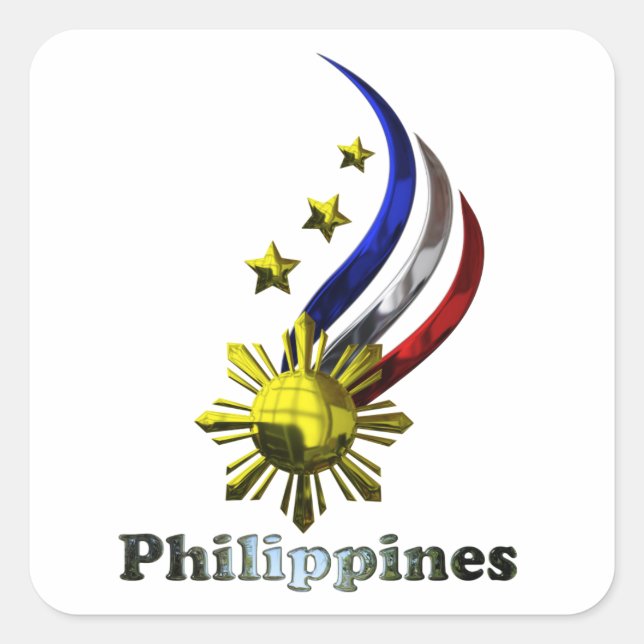 Sticker Carré Logo philippin original. Mabuhay Pilipinas ! (Devant)