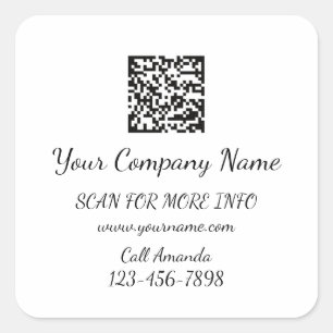 Sticker Carré Logo QR Code promotionnel Boutique noir blanc