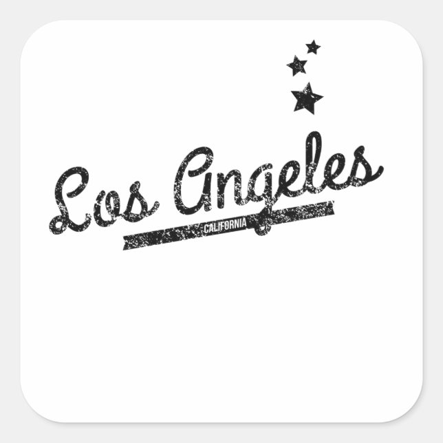 Sticker Carré Logo Retro Los Angeles en détresse (Devant)
