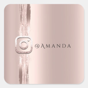 Sticker Carré Logo Rose simple moderne Boite or Carré Instagra L