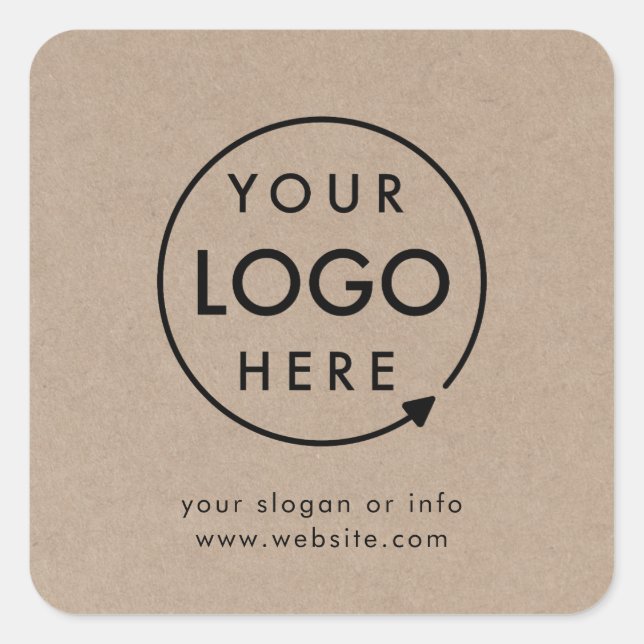 Sticker Carré Logo Rustique Kraft | Entreprise moderne (Devant)
