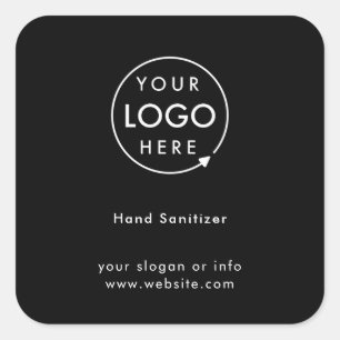 Sticker Carré Logo Sanitizer   Black Covid-19 Business