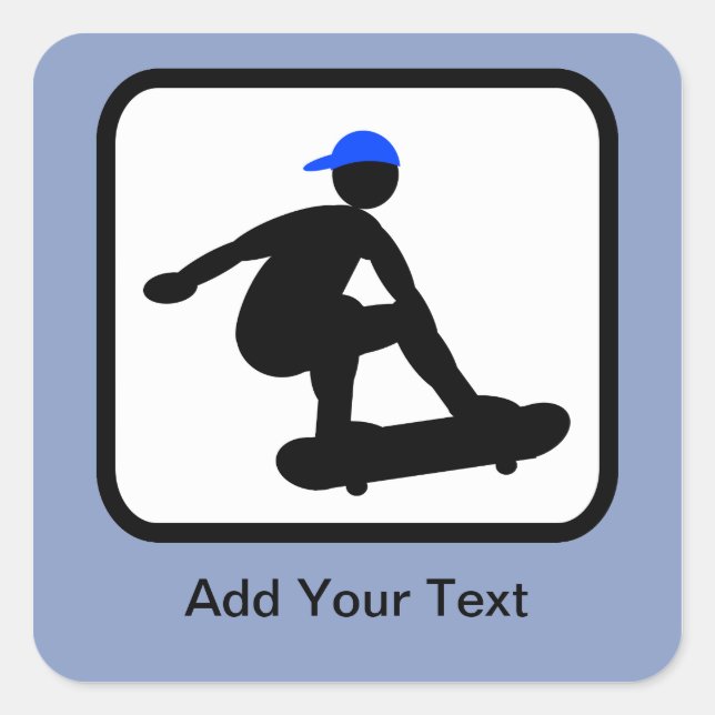 Sticker Carré Logo sur skateboard personnalisable (Devant)
