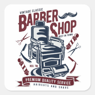 Sticker Carré Logo vintage du fauteuil Barbershop