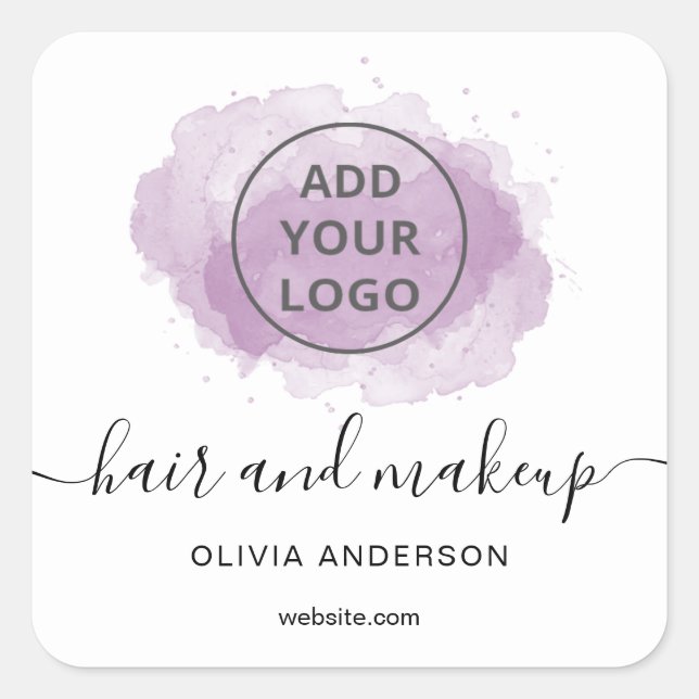 Sticker Carré Logo violet brosse typographie cheveux maquillage  (Devant)
