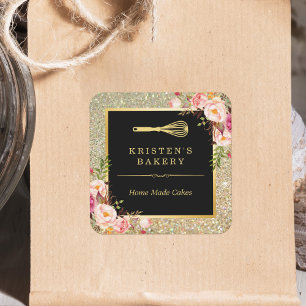 Sticker Carré Logo Whisk du chef de boulangerie  Parties scintil