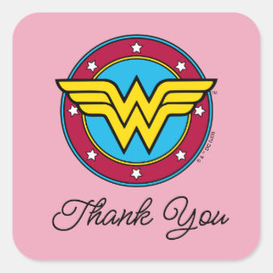 Sticker Carré Logo Wonder Woman   Nouveau bébé bientôt
