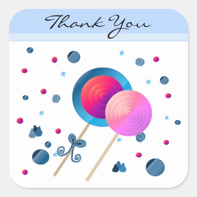 Sticker Carré Lollipop Merci (Devant)