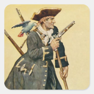 Sticker Carré « Long John Silver » de « L'Île au trésor »