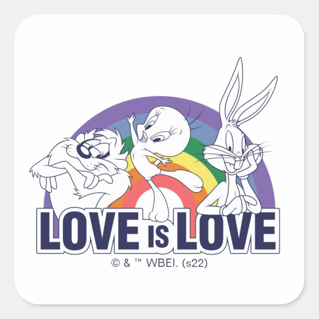 Sticker Carré LOONEY TUNES™ - Love Is Love (Devant)