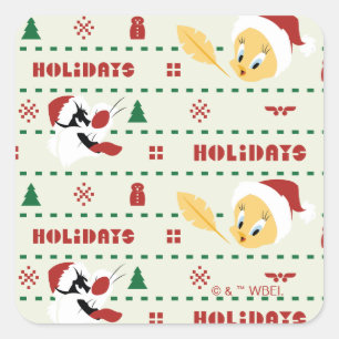 Sticker Carré LOONEY TUNES™ SYLVESTER™ & TWEETY™ Motif de vacanc