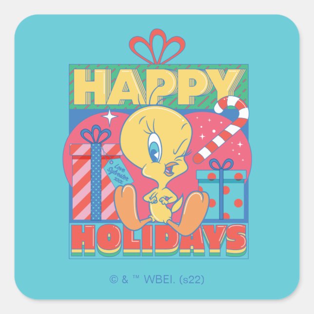 Sticker Carré LOONEY TUNES™ | TWEETY™ Joyeuses fêtes (Devant)