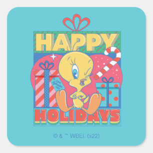 Sticker Carré LOONEY TUNES™ TWEETY™ Joyeuses fêtes