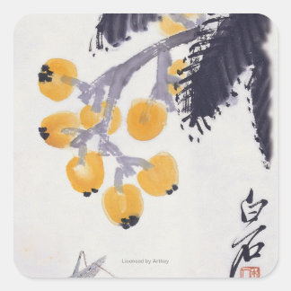 Sticker Carré Loquats et un Grasshopper