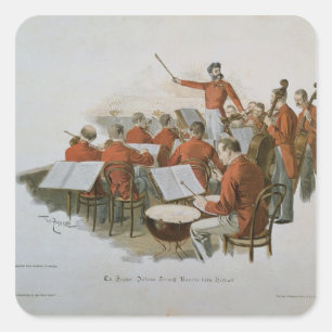 Sticker Carré L'orchestre de Johann Strauss à une boule de cour