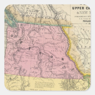 Sticker Carré L'Orégon, la Californie supérieure et le Nouveau