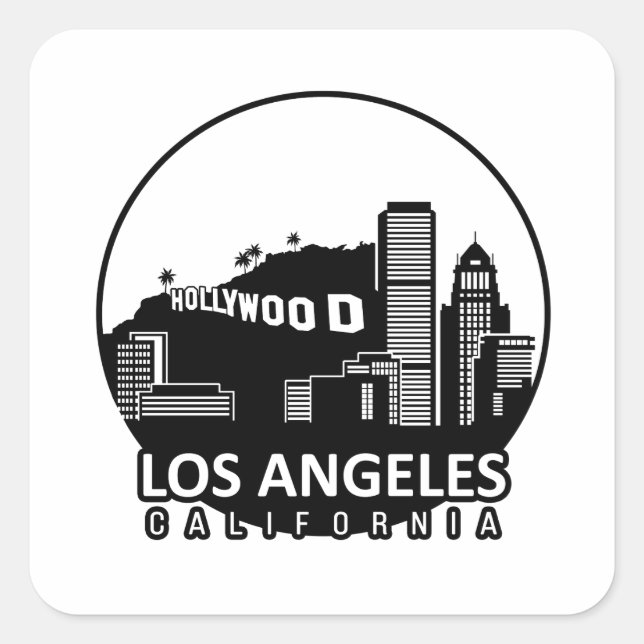 Sticker Carré Los Angeles California Skyline (Devant)