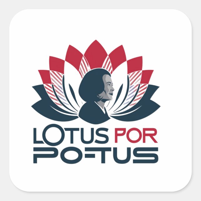 Sticker Carré Lotus pour POTUS Kamala Harris 2024 (Devant)