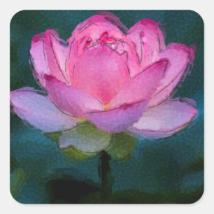 Sticker Carré Lotus rose