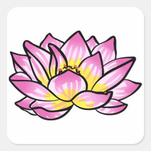Sticker Carré Lotus rose