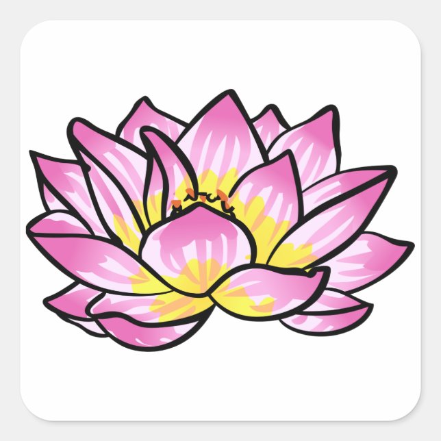 Sticker Carré Lotus rose (Devant)