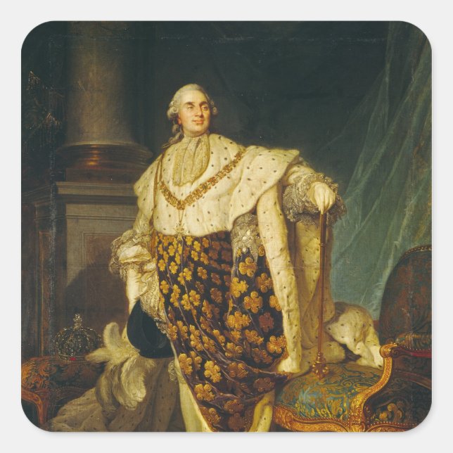 Sticker Carré Louis XVI Roi de France en Robes de couronnement (Devant)