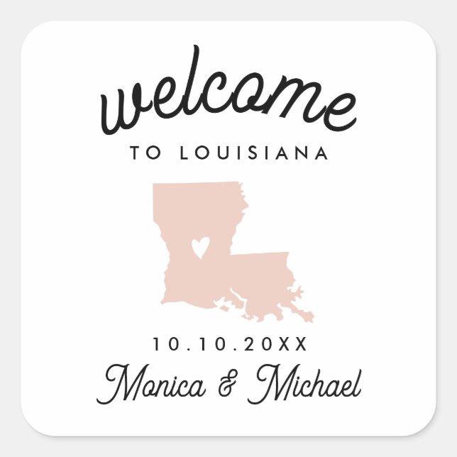 Sticker Carré LOUISIANA State Destination Mariage N'IMPORTE QUEL (Devant)