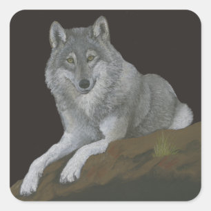 Sticker Carré Loup
