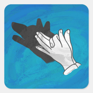 Sticker Carré Loup en bleu