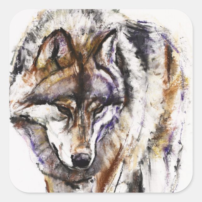 Sticker Carré Loup européen (Devant)