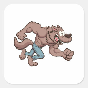 Sticker Carré Loup-garou courant