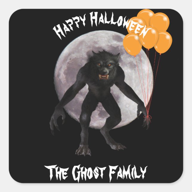 Sticker Carré Loup-garou de Halloween (Devant)