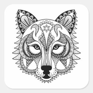Sticker Carré Loup inspiré