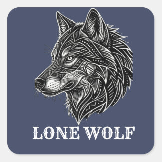STICKER CARRÉ LOUP SOLITAIRE