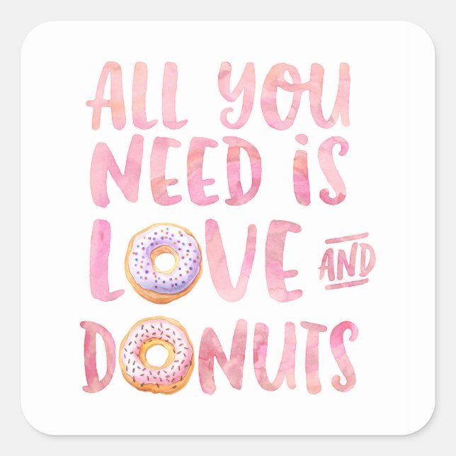 Sticker Carré Love and Donuts (Devant)