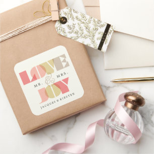Sticker Carré Love And Jove Clear Geo Typography Mariage de vaca