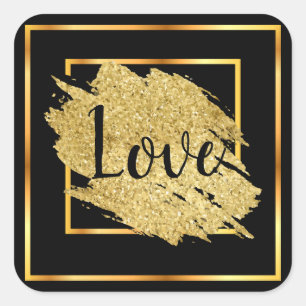 Sticker Carré Love Black Gold Royal Design