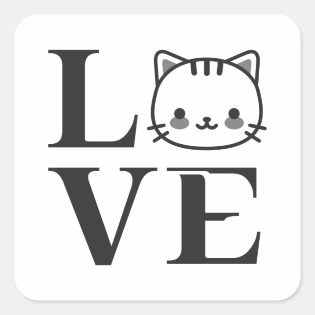 Sticker Carré Love Cats (Devant)