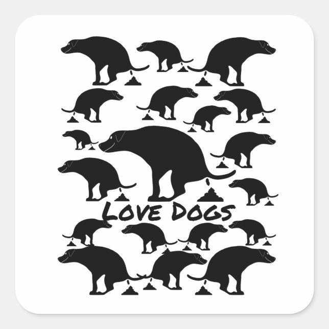 Sticker Carré Love Dogs (Devant)