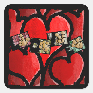 Sticker Carré LOVE en langue des signes – Cœur Coussin