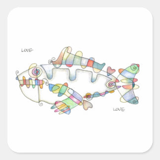 Sticker Carré love fish love