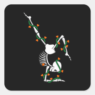 Sticker Carré Love Gymnastics Skeleton Gymnast Gymnastic Lover G