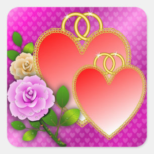 Sticker Carré Love Hearts Saint Valentin