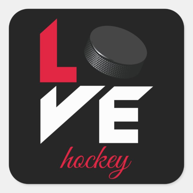 Sticker Carré Love hockey (Devant)