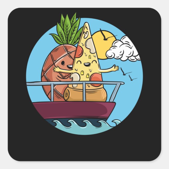 Sticker Carré Love Is Love Pineapple Pizza Valentines Day Foodie (Devant)