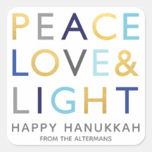 Love & Light Typographie Hanoukka Holiday Gold Blu