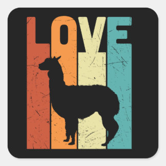 Sticker Carré Love Llama Alpaca