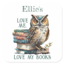 Love me Love my books Owl Bookplate