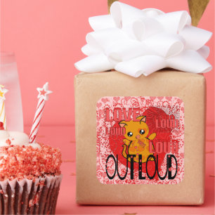 Sticker Carré Love Out Loud - Plus de coeurs