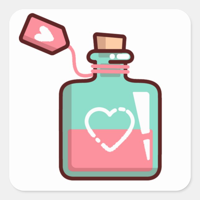 Sticker Carré Love Potion Hearts Bottle (Devant)